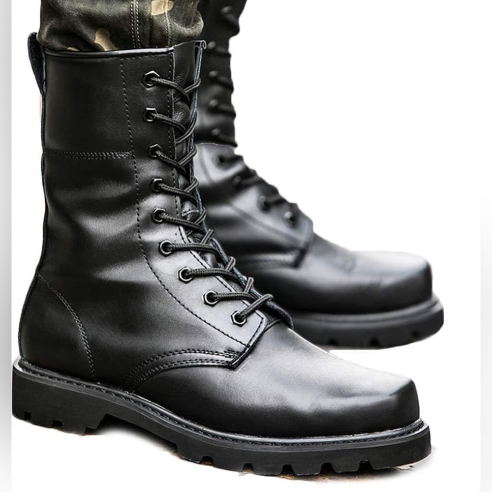 CnFPX Black Steel Toe Millitary/Goth Boots With Side Zip Size EU40/8US